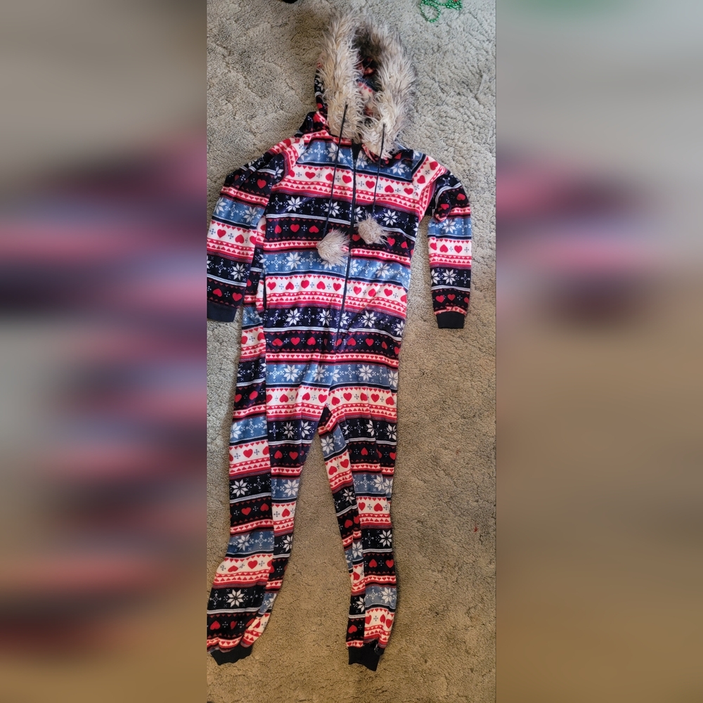 Secret Treasures Multicolor Hooded Onesie Pajama